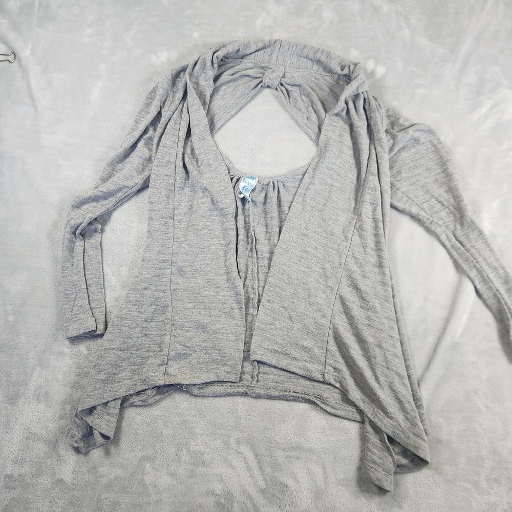 M Fasis Womens Grey‎ Keyhole Back Open Cardigan S Y2K 90s Retro Vintage